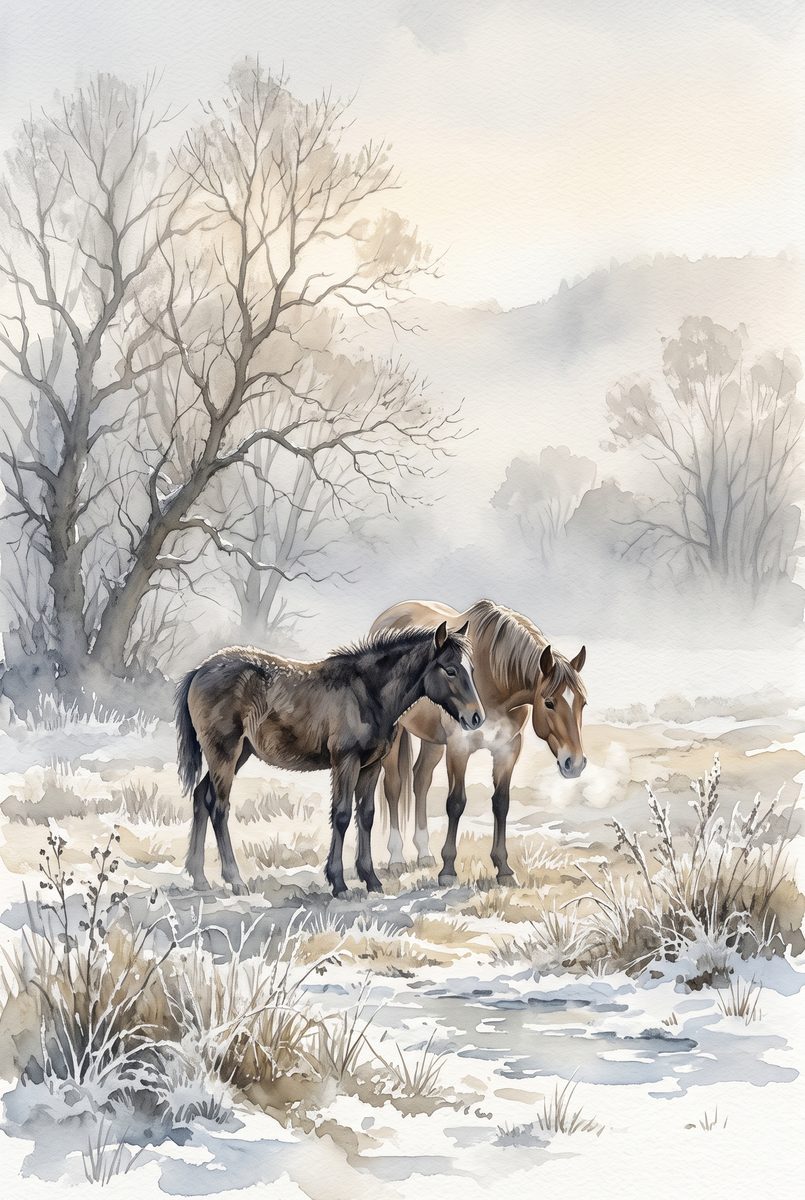 Horses in Mist